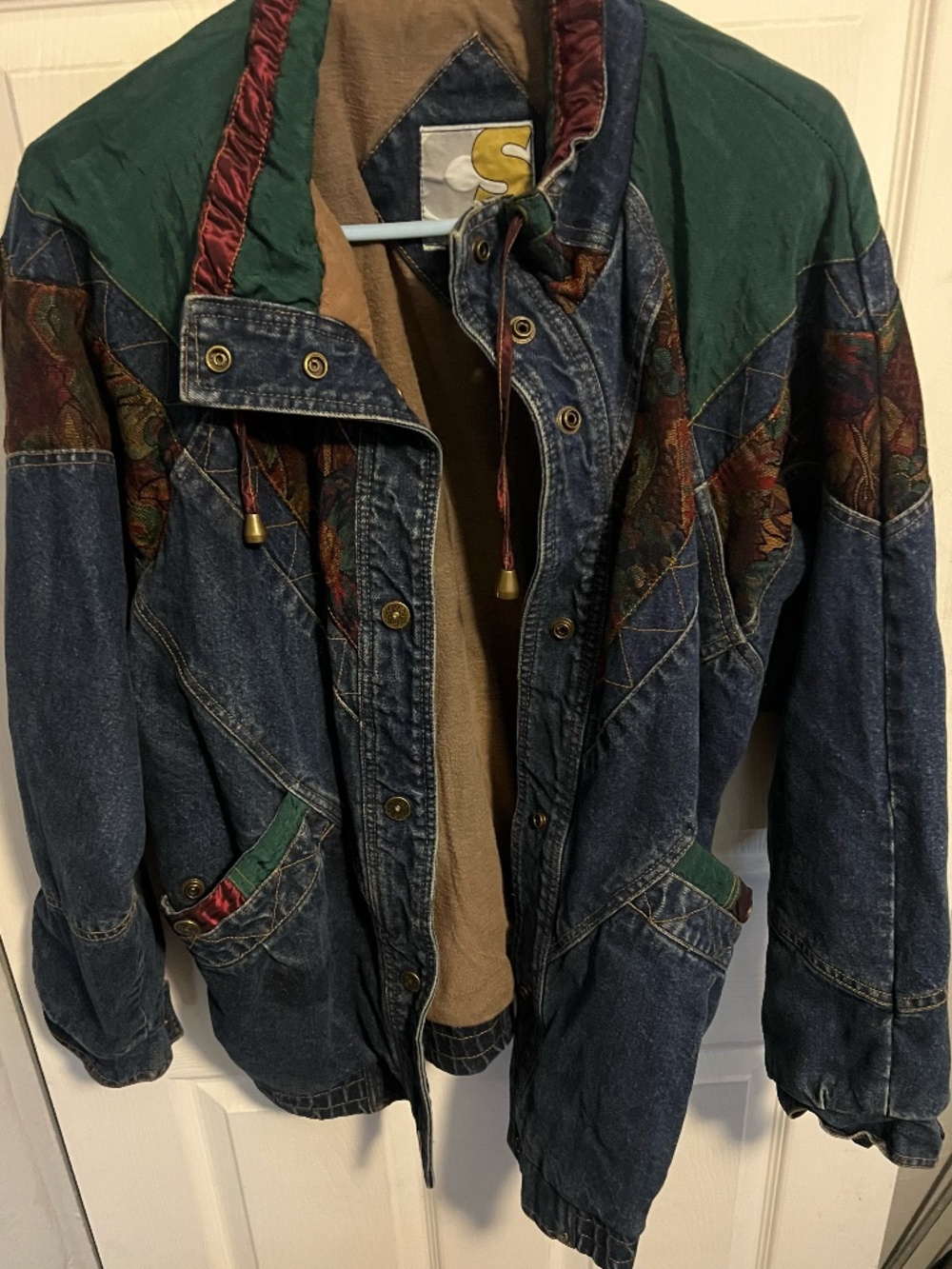 Vintage Boho Current Seen Denim Floral Jacket Medium